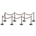 Montour Line Stanchion Post and Rope Kit Sat.Steel, 8 Crown Top 7 Tan Rope C-Kit-8-SS-CN-7-PVR-TN-PS